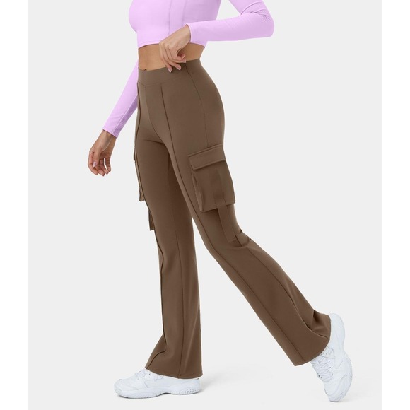 HALARA Pants - Halara High Waisted Cargo Flare Leggings Pants Olive Green Women's M NWT